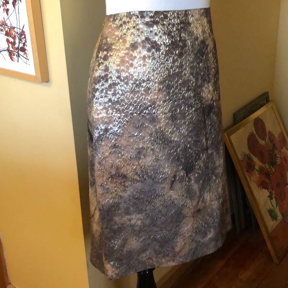ELLEN TRACY Size 14 Shimmer SnakeScale Lined Skirt Elegant Party Luxe $298 NEW - Picture 3 of 14